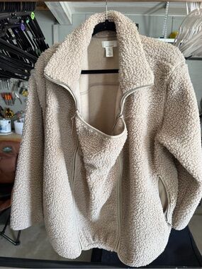 H&M Cream Teddy Sherpa Zip Jacket